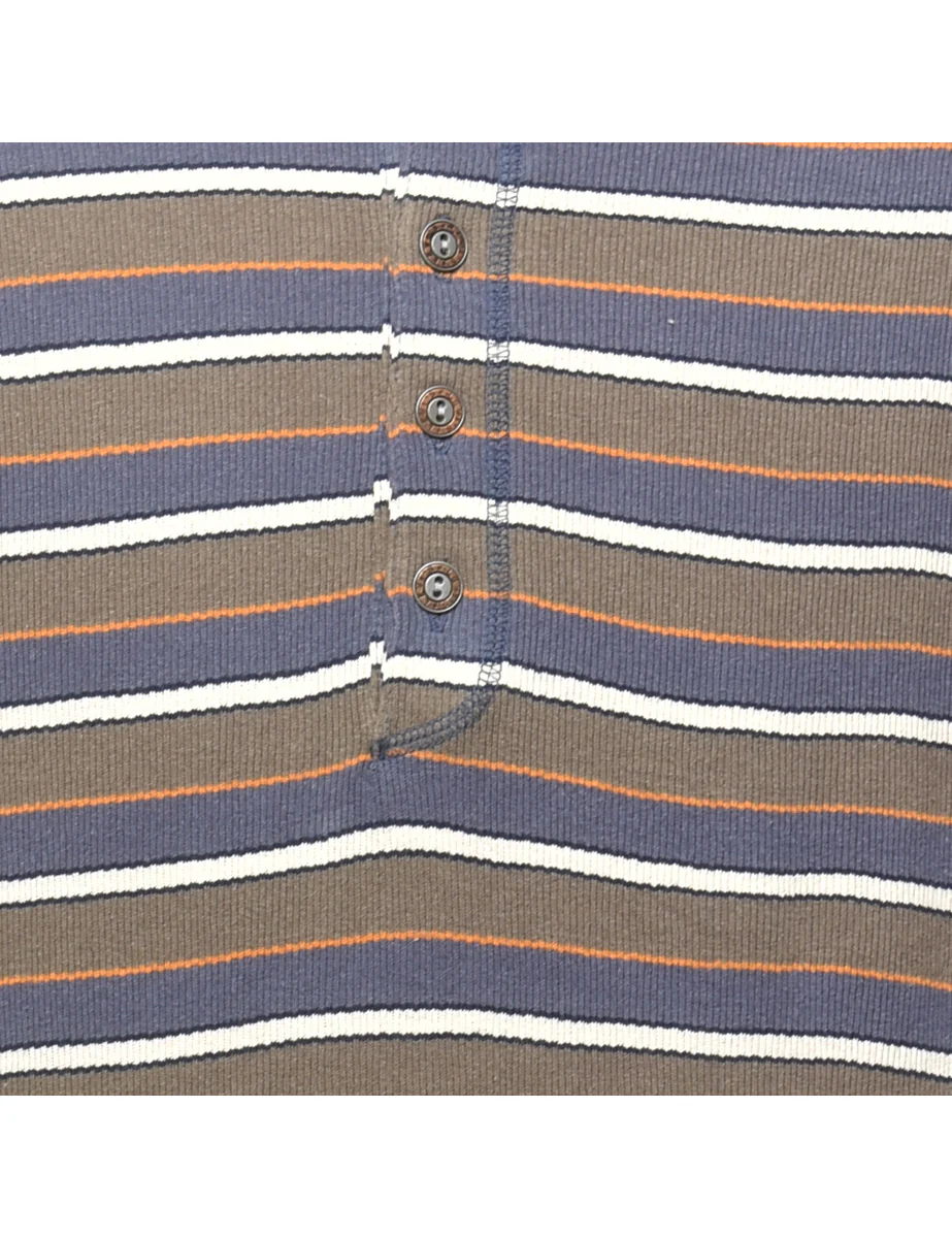 1990s Vintage Levi's Striped Printed T-shirt - XL - Image 3