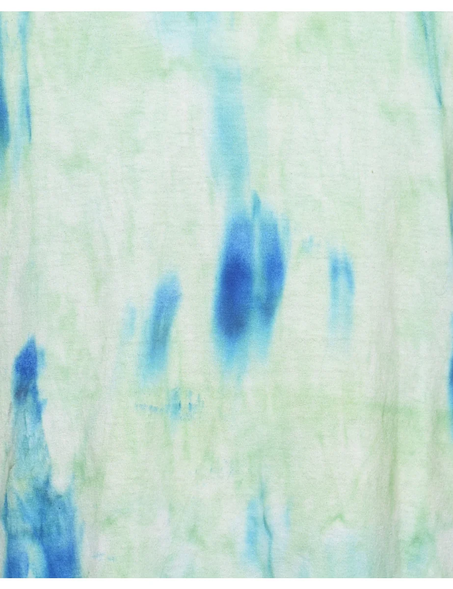 Vintage Light Blue & Light Green Tie Dye T-Shirt - L - Image 3