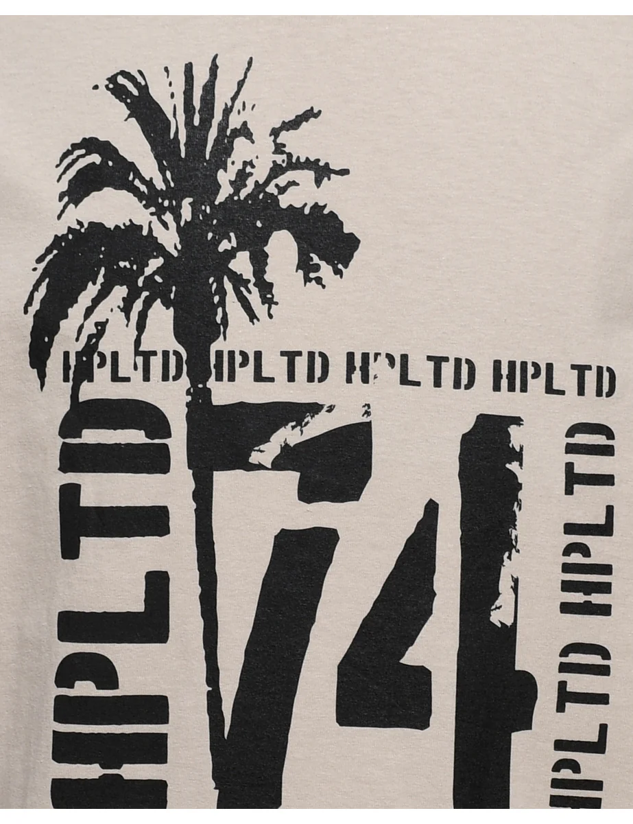 Vintage Light Brown & Black Printed T-shirt - M - Image 3