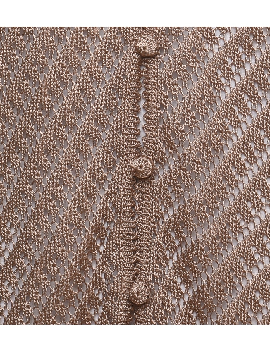 Vintage Light Brown Cardigan - M - Image 3