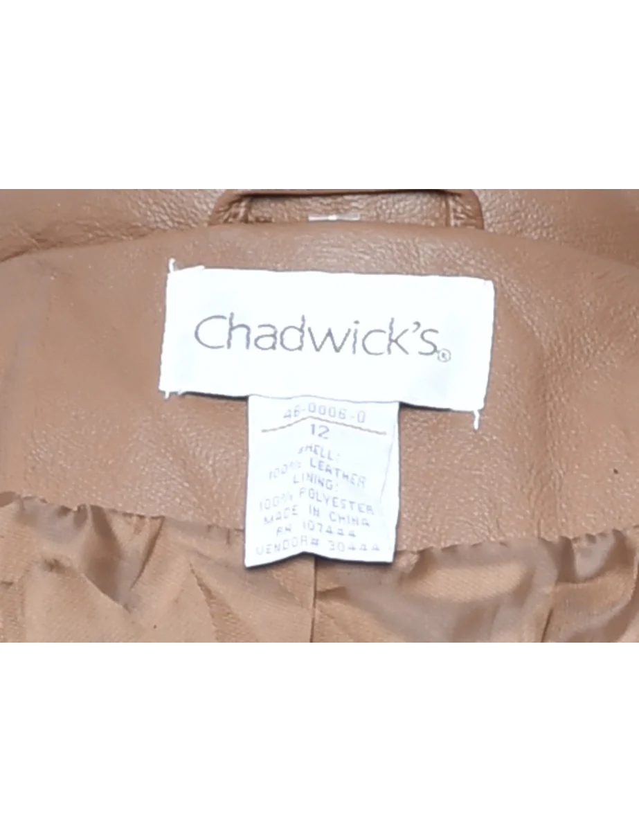 Vintage Light Brown Leather Jacket - M - Image 4