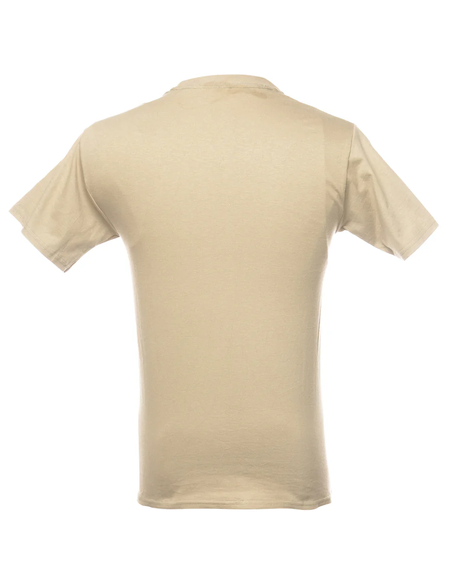 Vintage Light Brown Plain T-shirt - S - Image 2