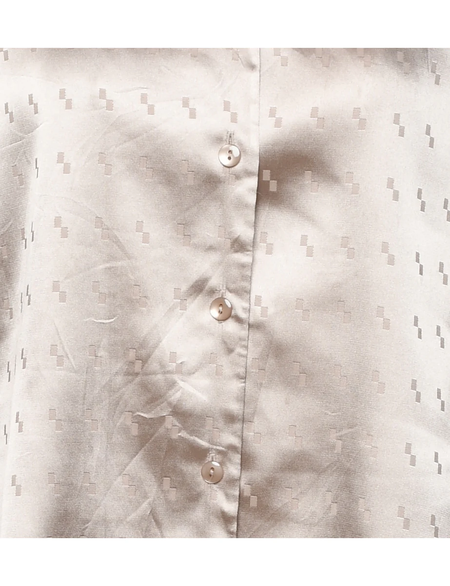 Vintage Light Brown Satin Evening Blouse - M - Image 3