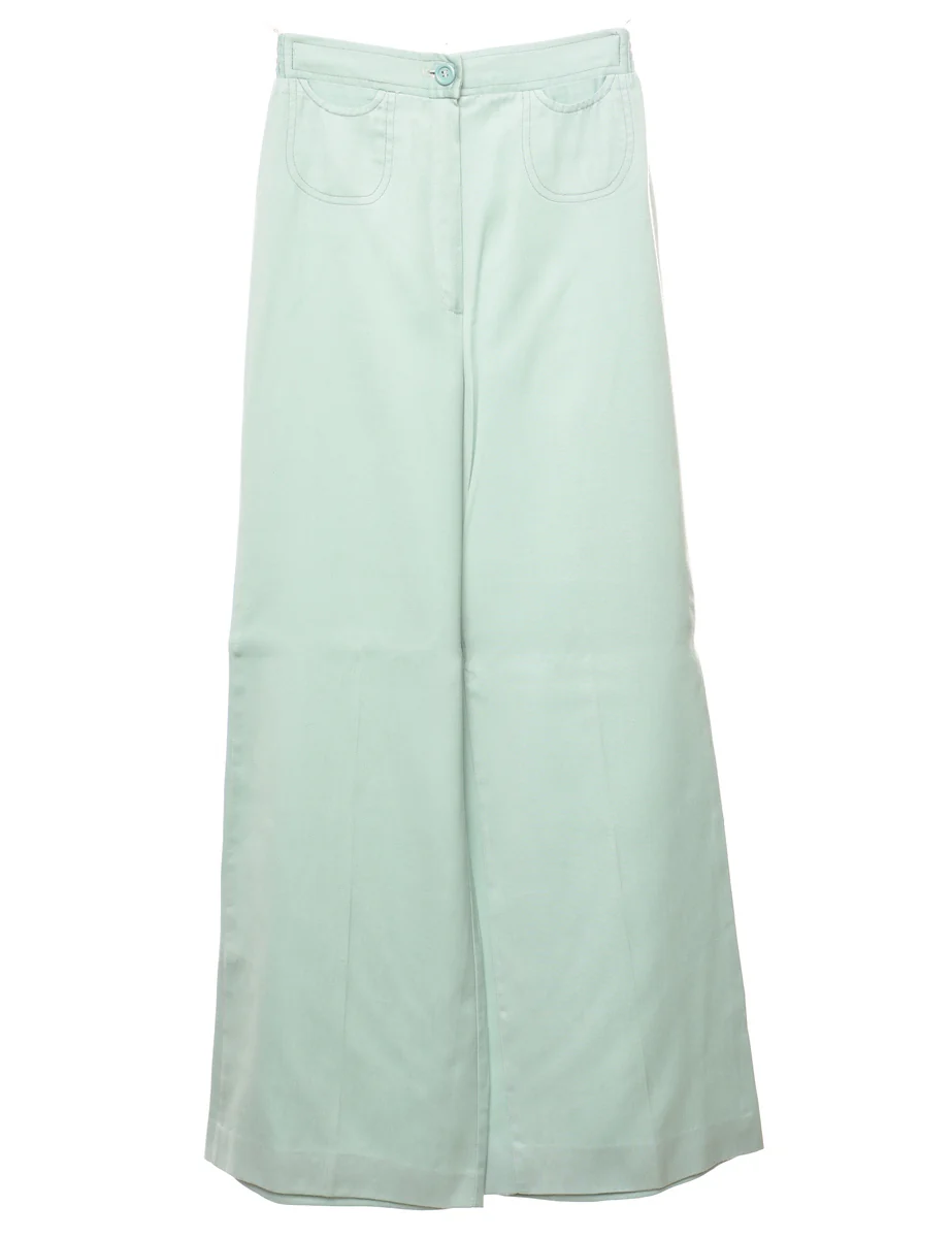 Vintage Light Green Wide-Leg Trousers - W24 L30