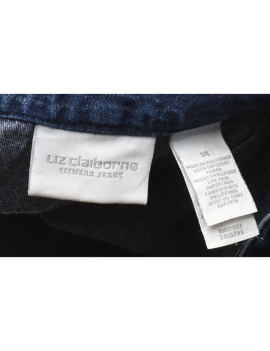 Vintage Liz Claiborne Black & Dark Wash Floral Jeans - W34 L31 - Image 4