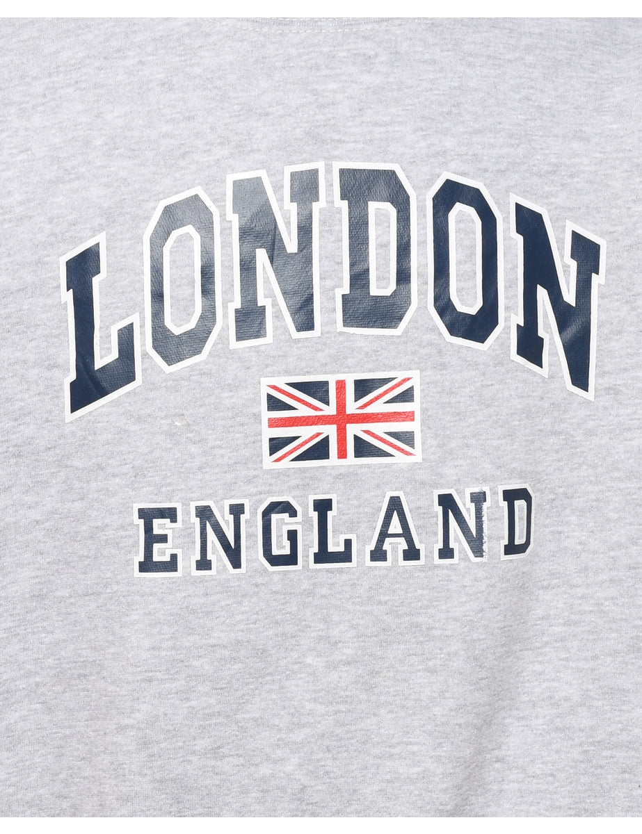 Vintage London Marl Grey Printed Sweatshirt - M - Image 3