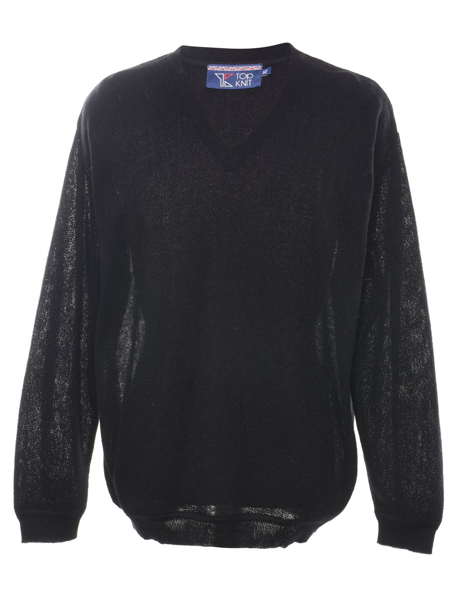 Vintage Long Sleeved Black Jumper - XL