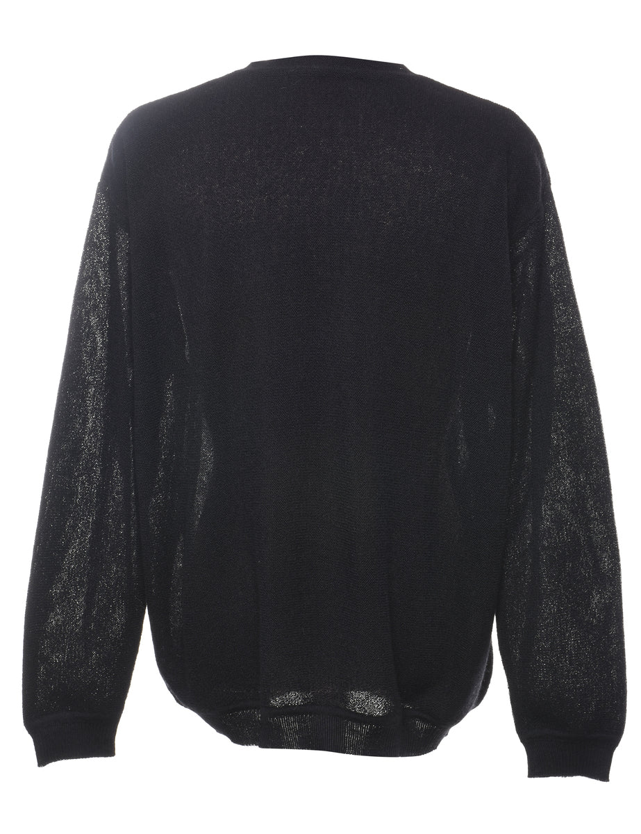 Vintage Long Sleeved Black Jumper - XL - Image 2