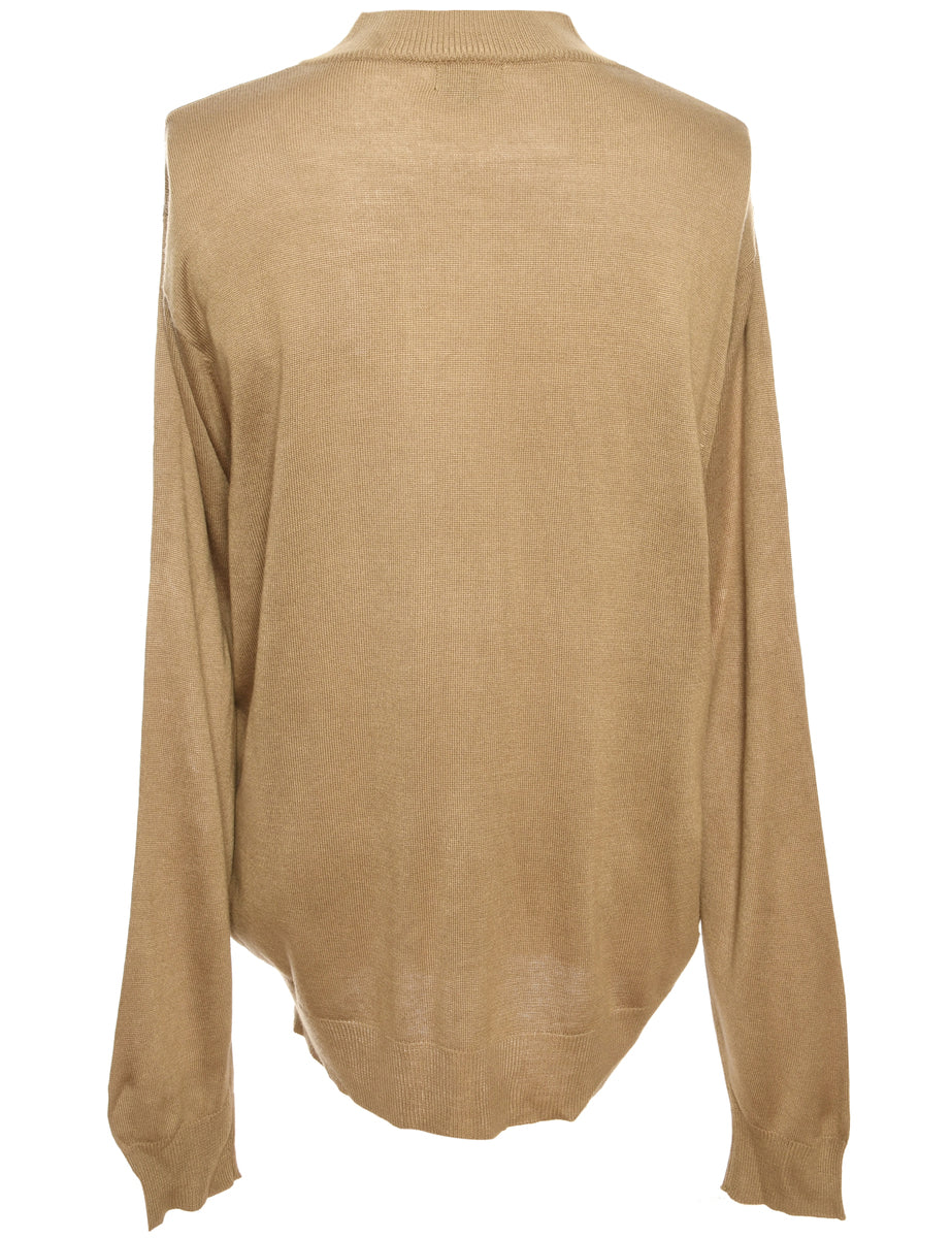 Vintage Long Sleeved Brown Jumper - L - Image 2