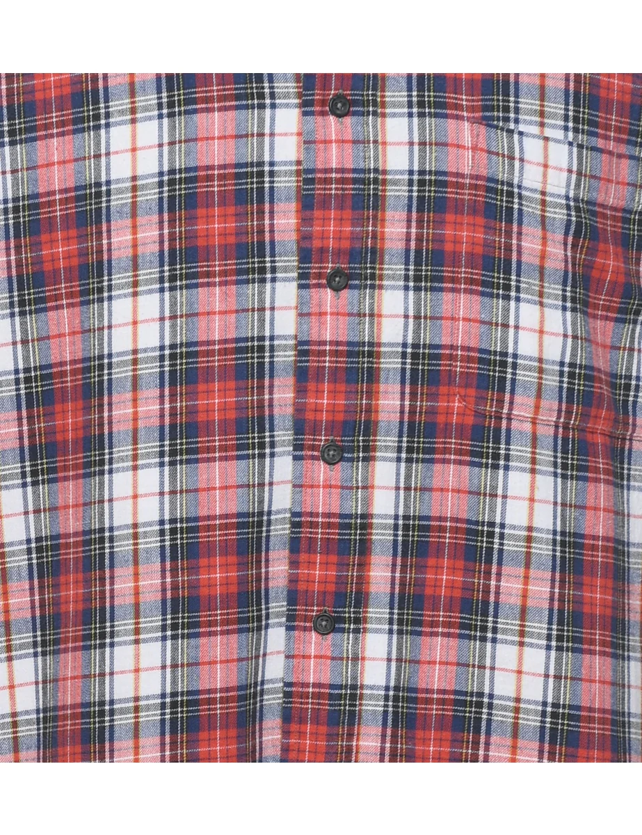 1990s Vintage Long Sleeved Checked Multi-Colour Flannel Shirt - L - Image 3