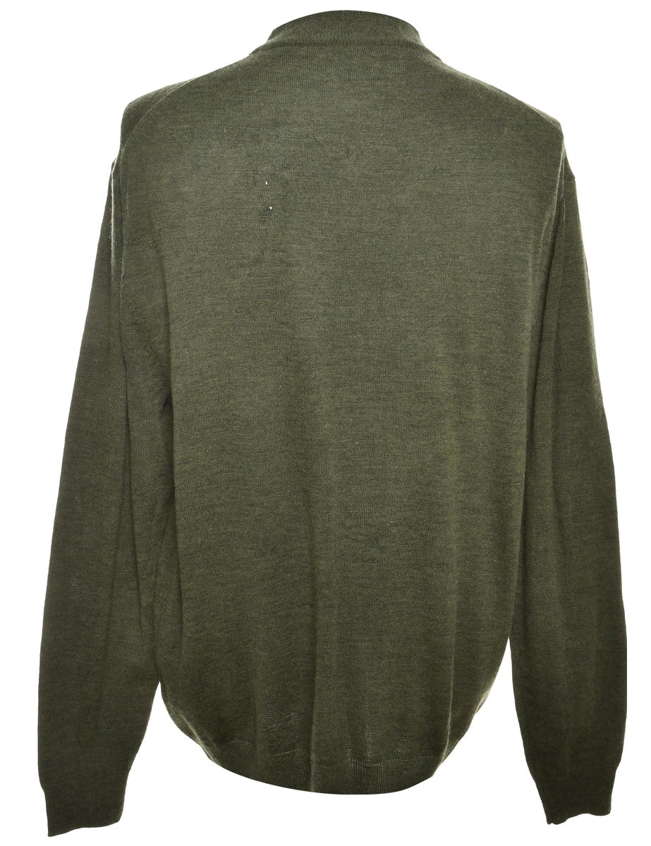 Vintage Long Sleeved Dark Green Jumper - L - Image 2