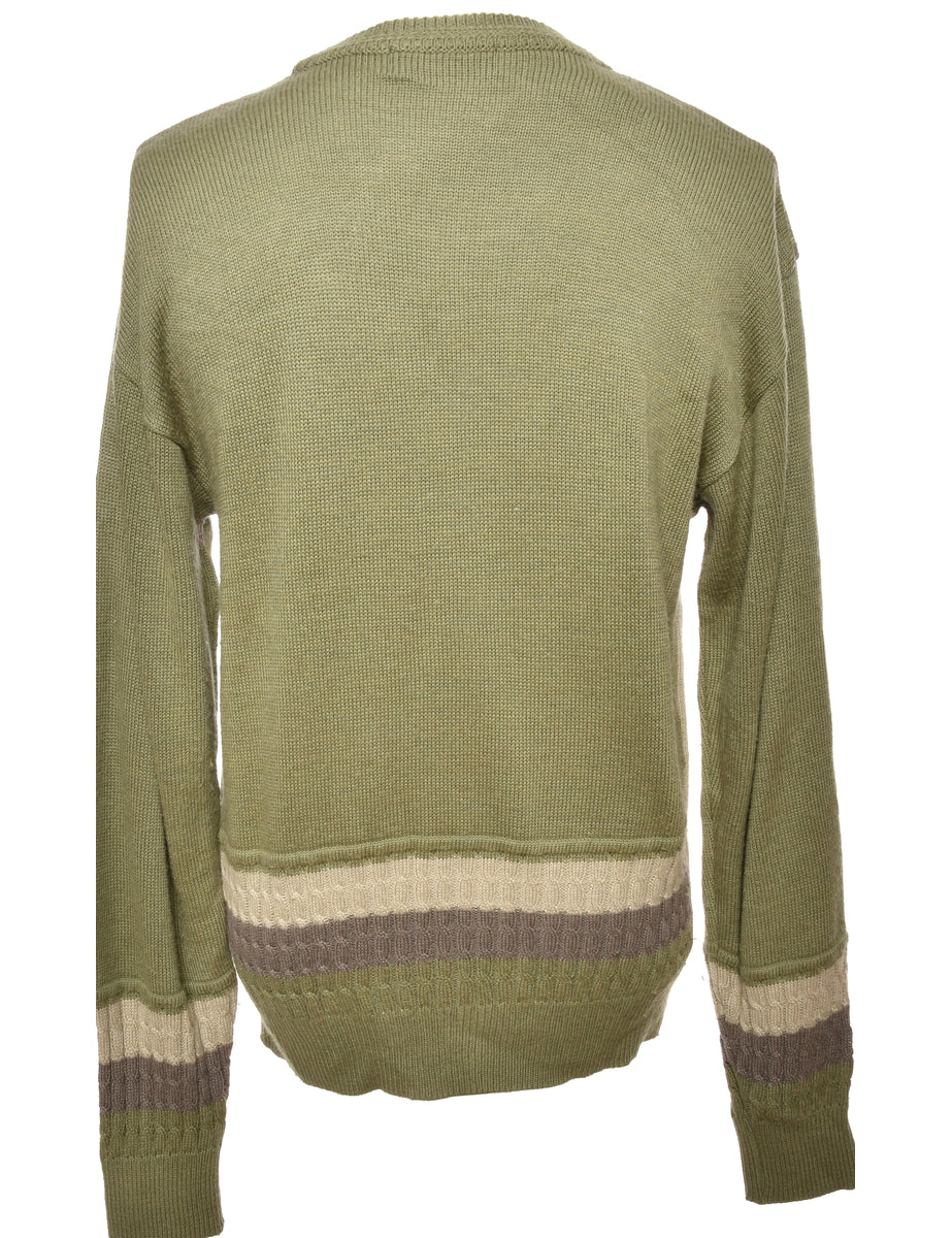 Vintage Long Sleeved Green Jumper - M - Image 2