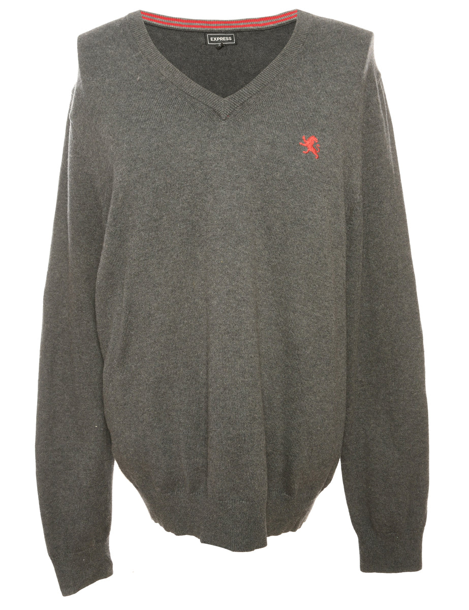 Vintage Long Sleeved Grey Jumper - M