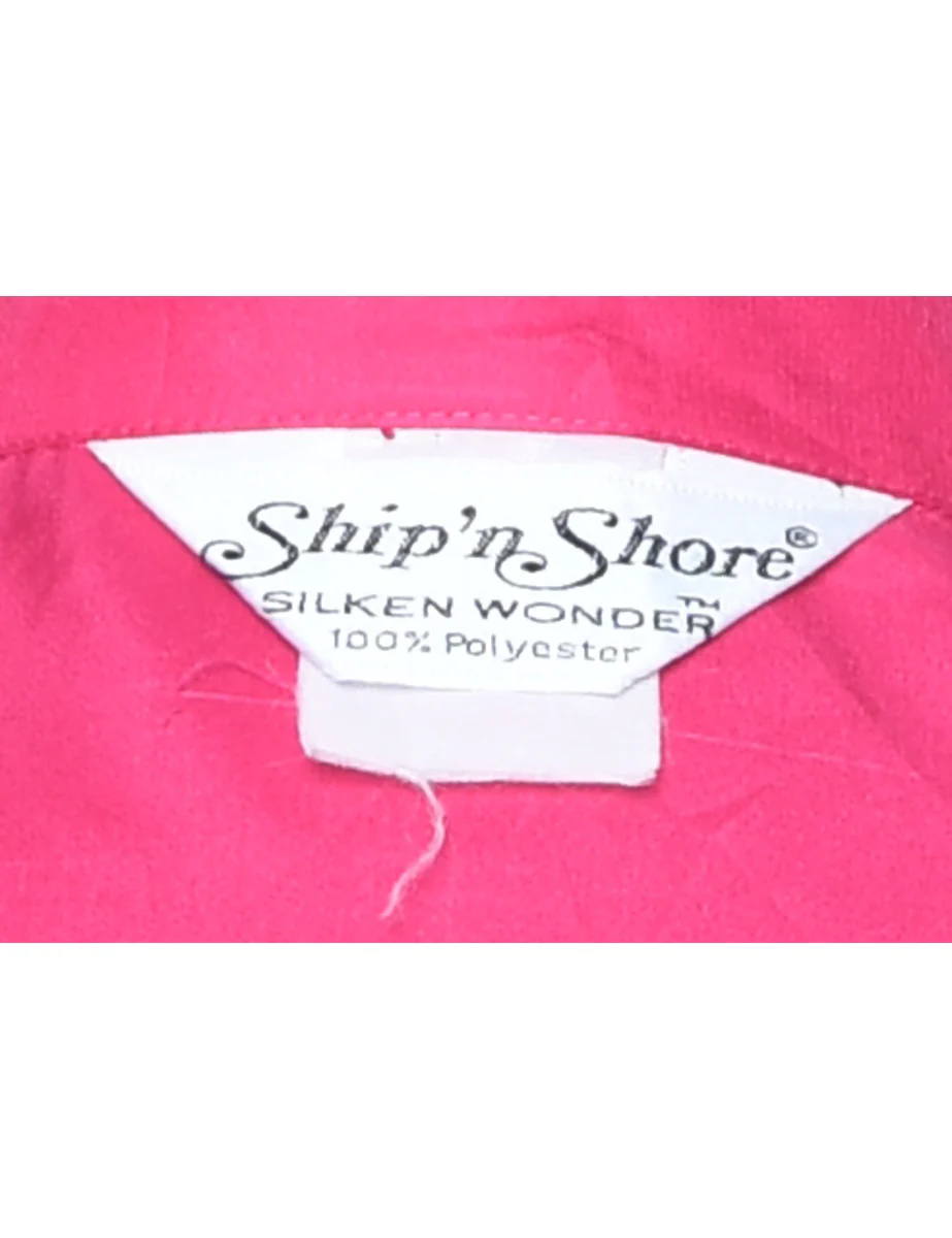 Vintage Long Sleeved Hot Pink Blouse - L - Image 4
