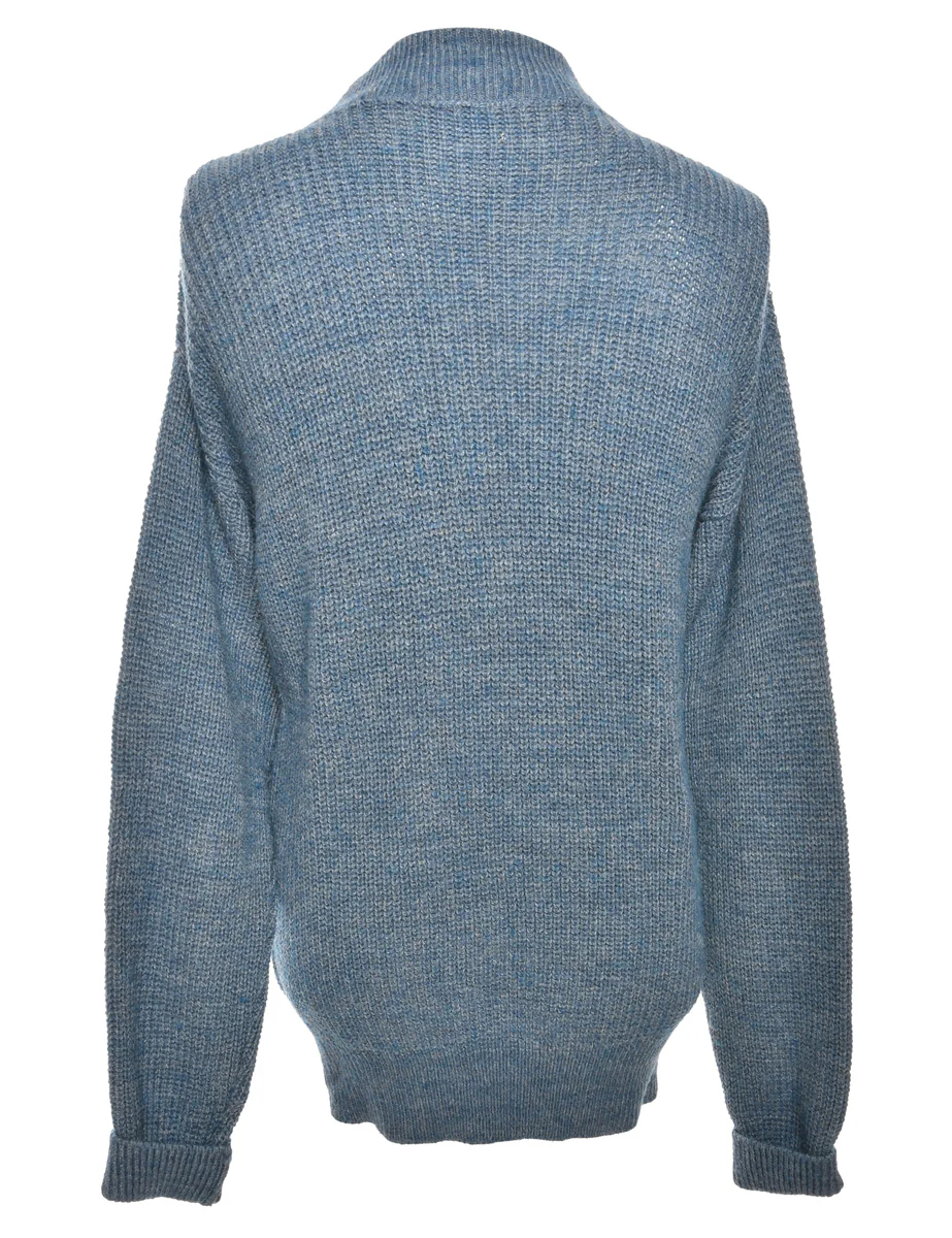 Vintage Long Sleeved Mid Wash Blue Jumper - XL - Image 2