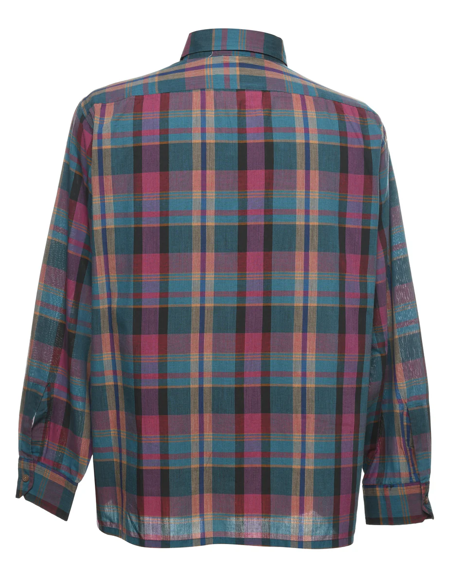 Vintage Long Sleeved Multi-Colour Checked Shirt - L - Image 2