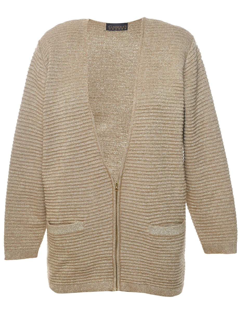 Vintage Lurex Thread Pattern Cardigan - L