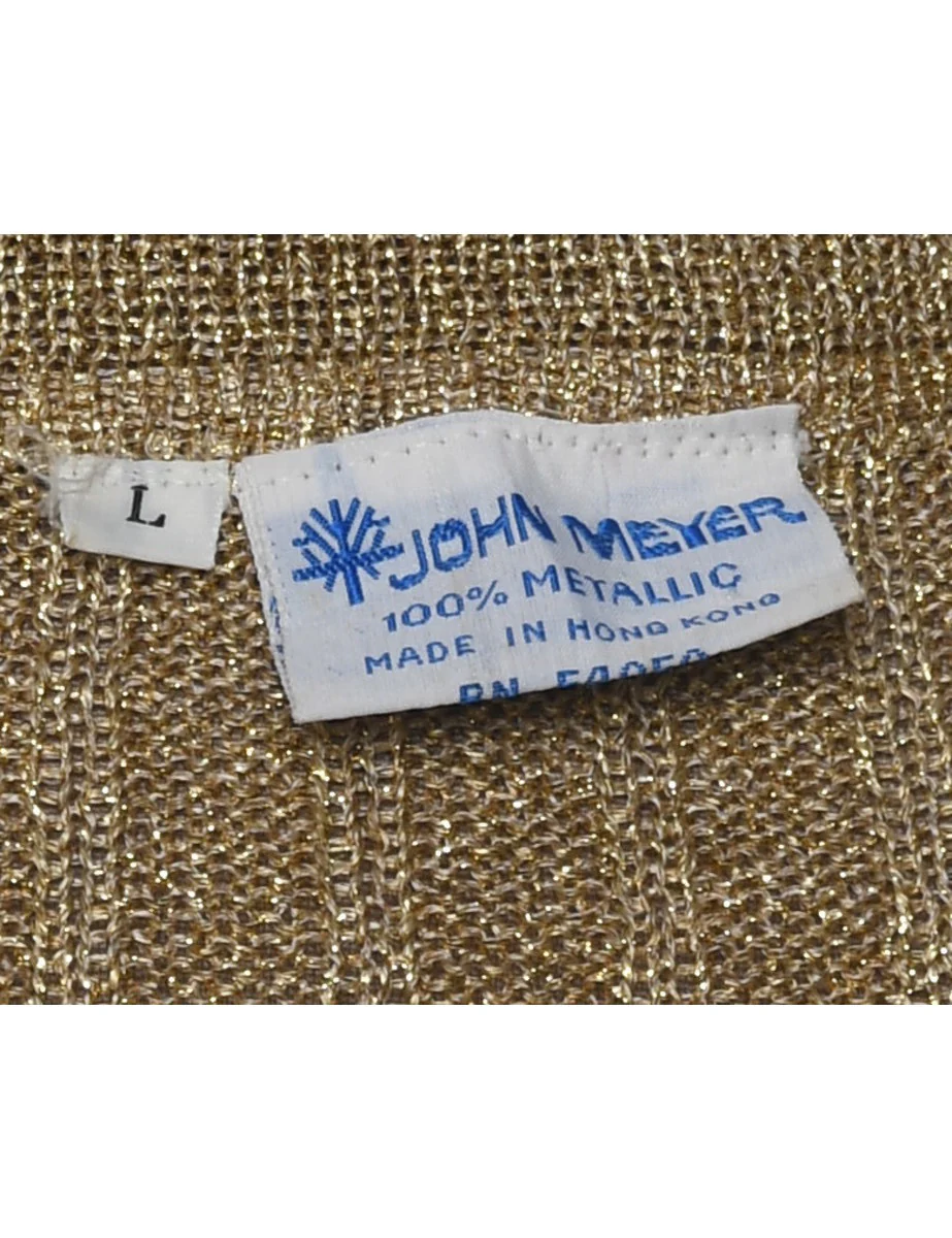 Vintage Lurex Thread Pattern Turtleneck Jumper - L - Image 4