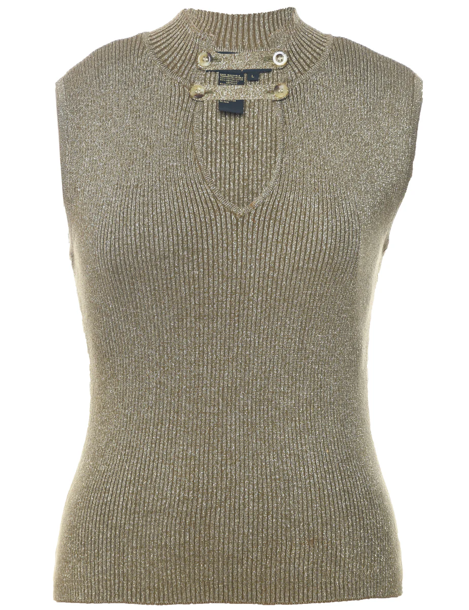 Vintage Lurex Thread Pattern Vest - L