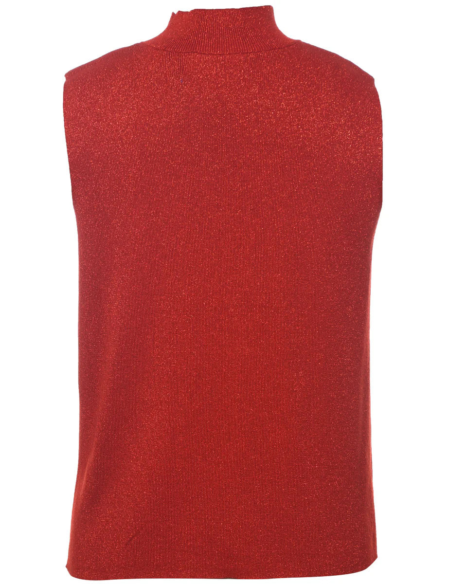 Vintage Lurex Thread Pattern Vest - L - Image 2