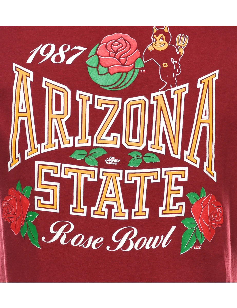 Vintage Maroon Arizona State Printed T-shirt - M - Image 3