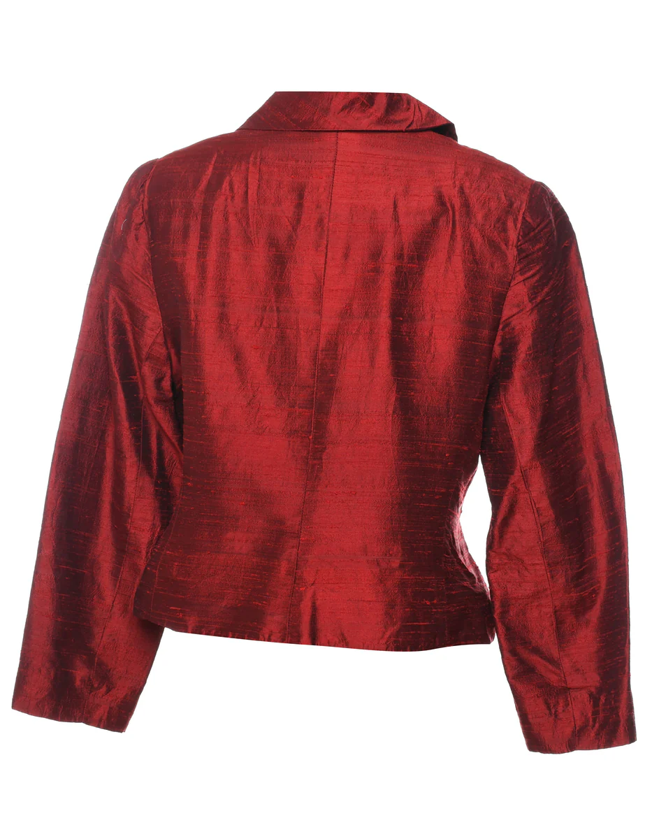 Vintage Maroon Classic Metallic Evening Jacket - M - Image 2