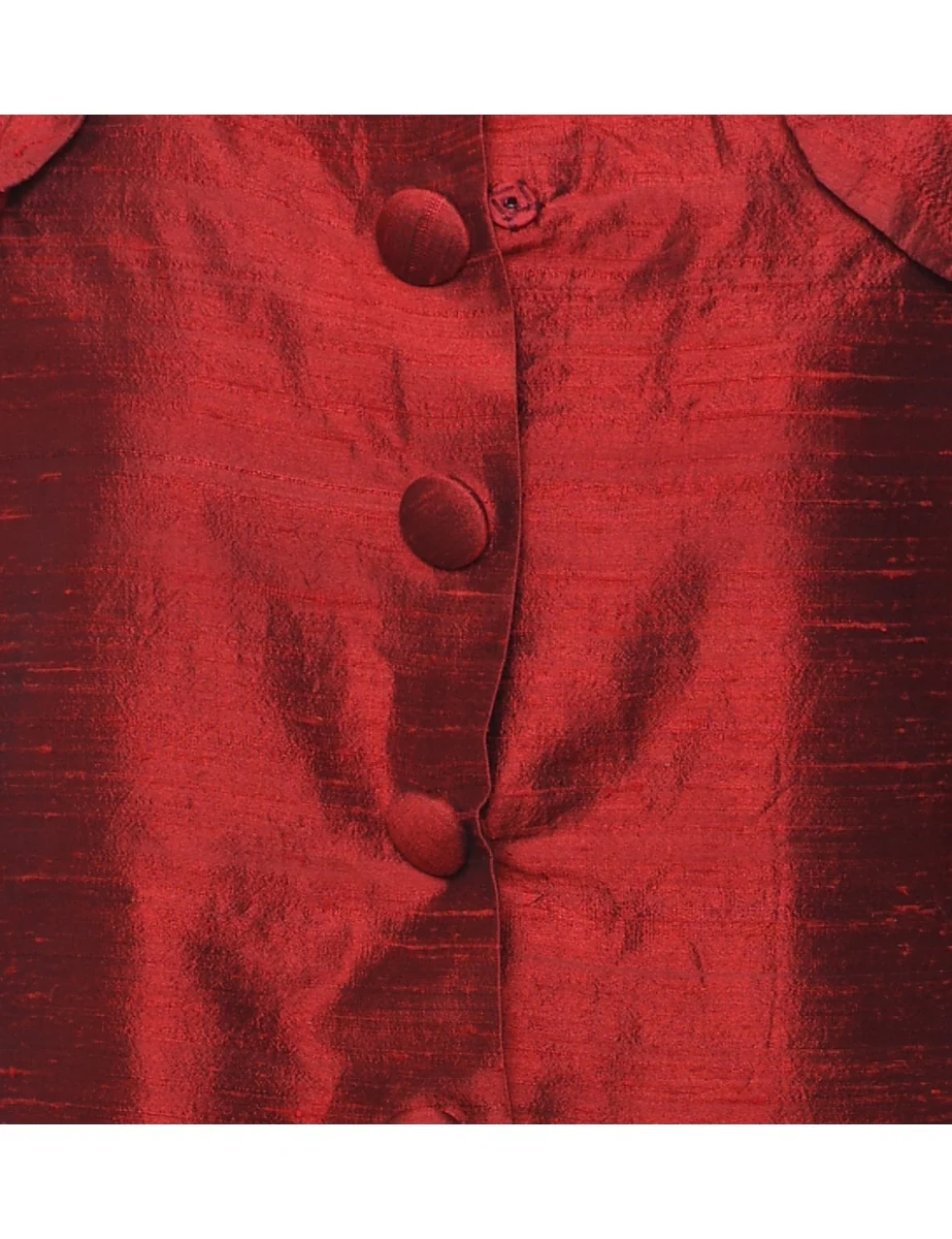 Vintage Maroon Classic Metallic Evening Jacket - M - Image 3