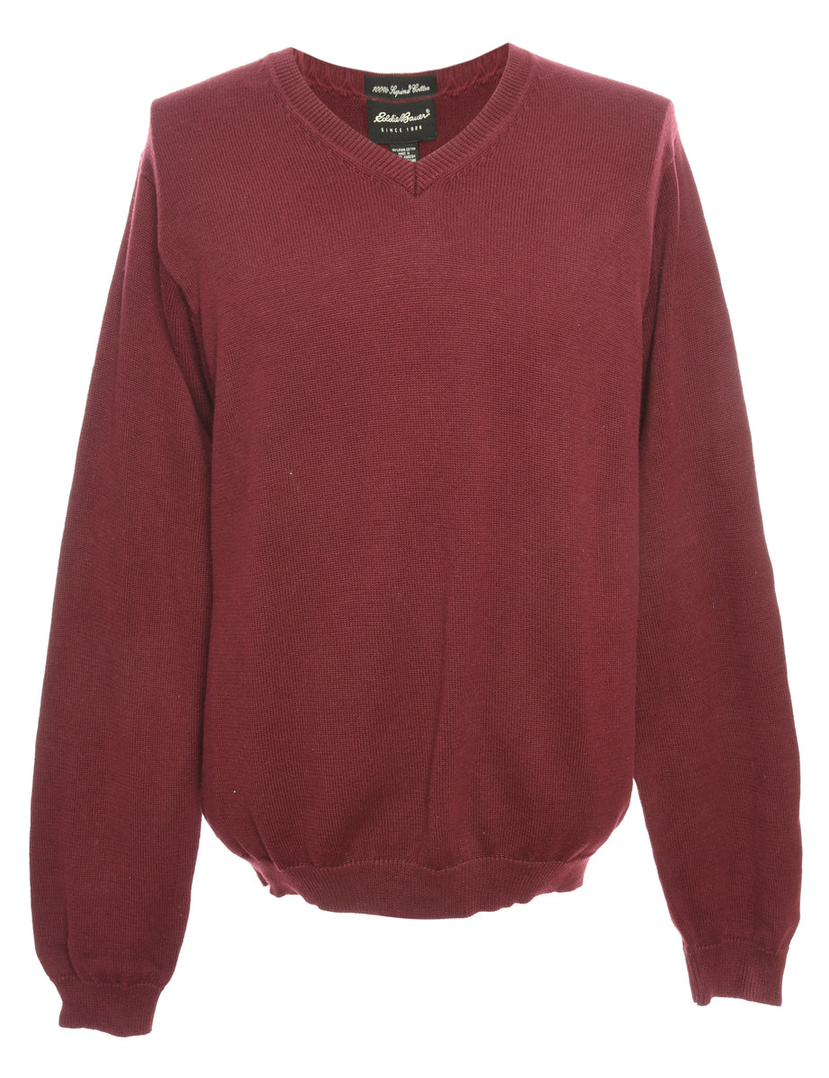 Vintage Maroon Eddie Bauer Knit Jumper - L