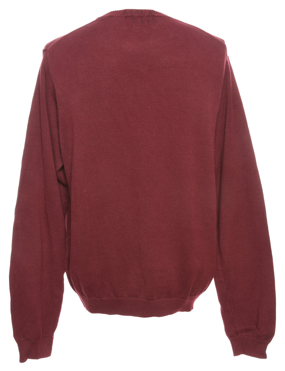 Vintage Maroon Eddie Bauer Knit Jumper - L - Image 2