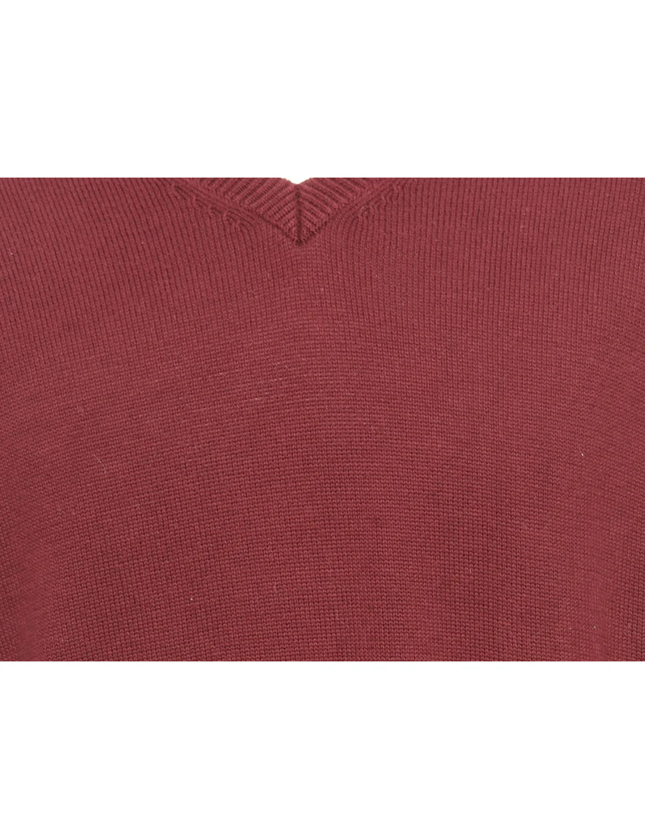 Vintage Maroon Eddie Bauer Knit Jumper - L - Image 3