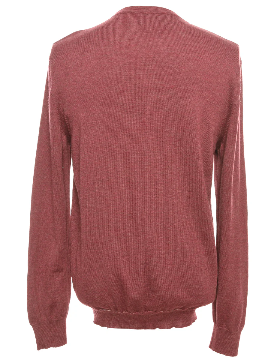 Vintage Maroon Long Sleeved Jumper - M - Image 2