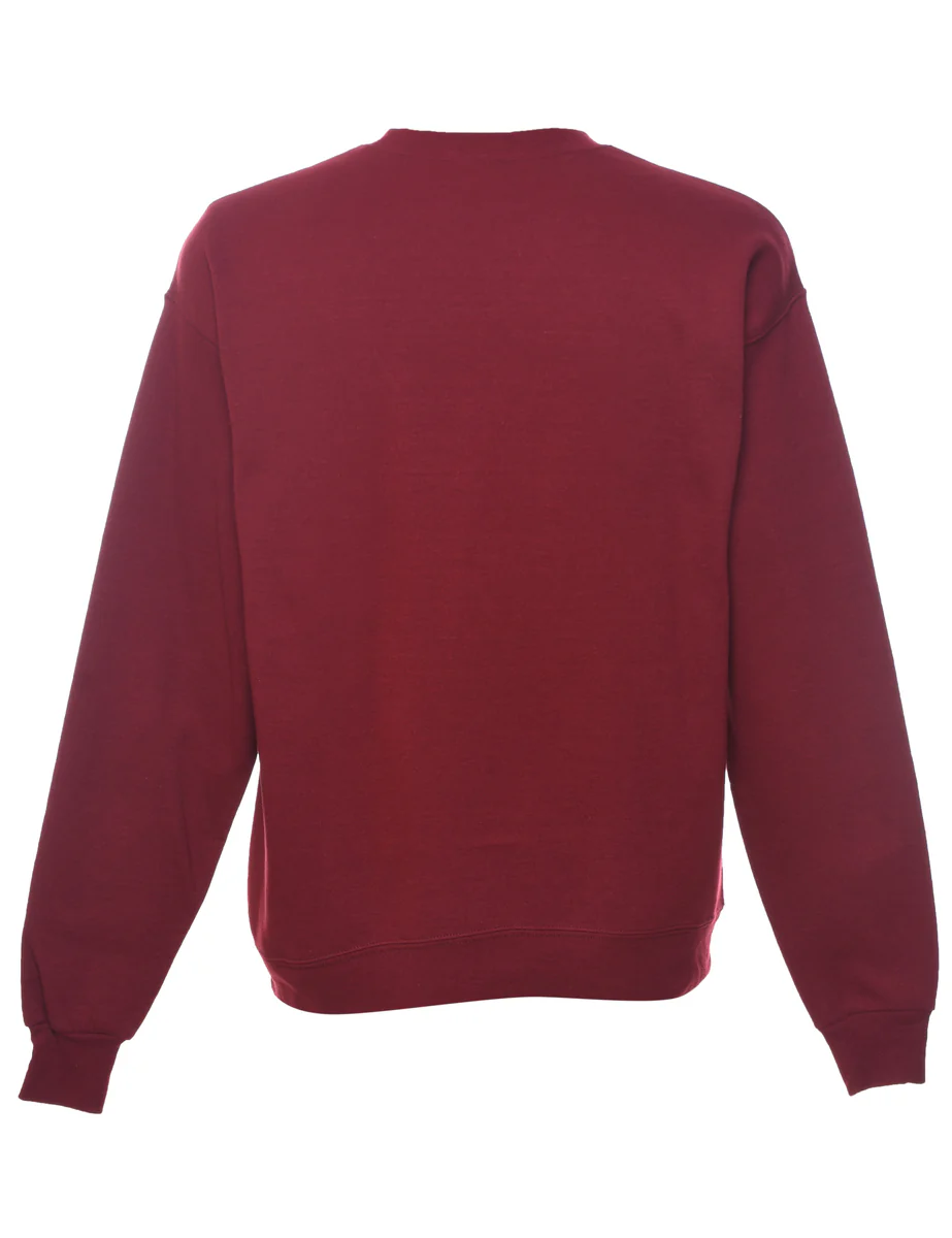 Vintage Maroon Plain Sweatshirt - M - Image 2