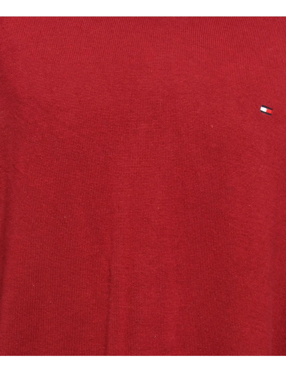 Vintage Maroon Tommy Hilfiger Jumper - M - Image 3