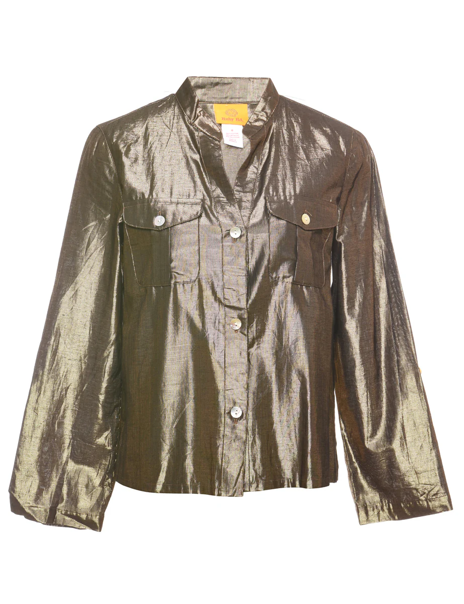 Vintage Metallic Evening Top - M