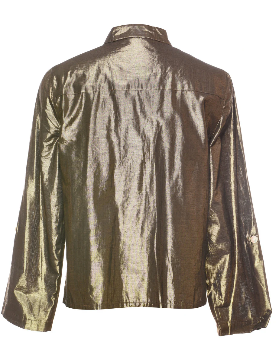 Vintage Metallic Evening Top - M - Image 2