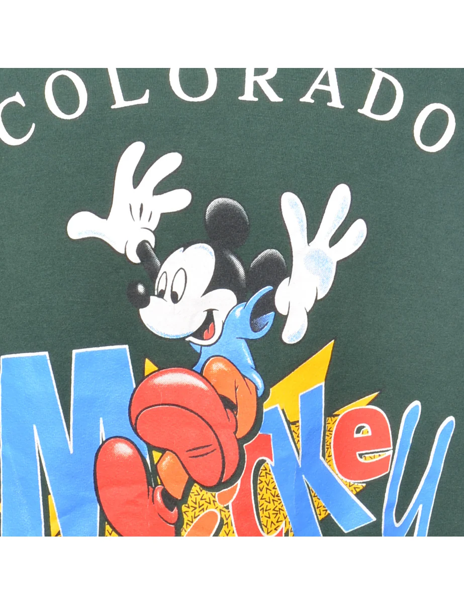 1990s Vintage Mickey Mouse Colorado Cartoon Sweatshirt - L - Image 3