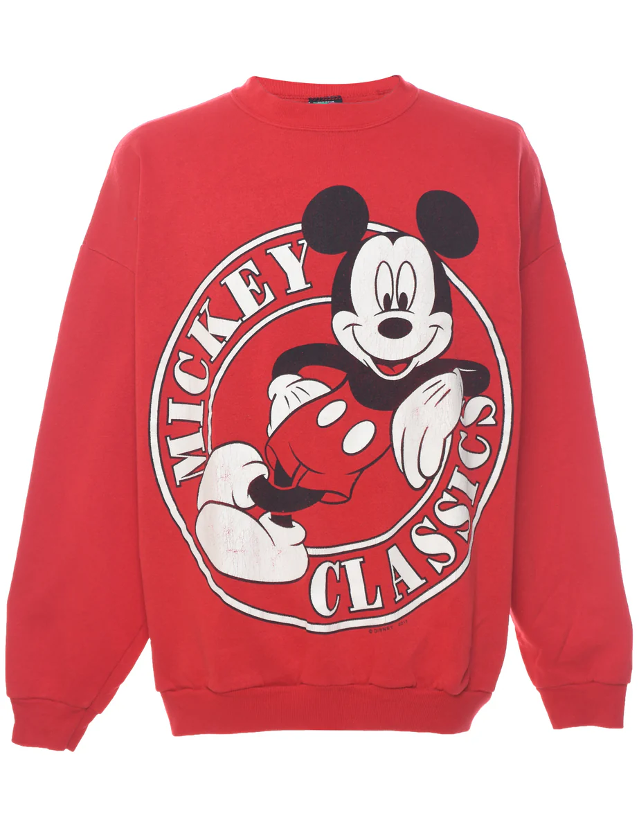 Vintage Mickey Mouse Red 1990s Cartoon Sweatshirt - XL