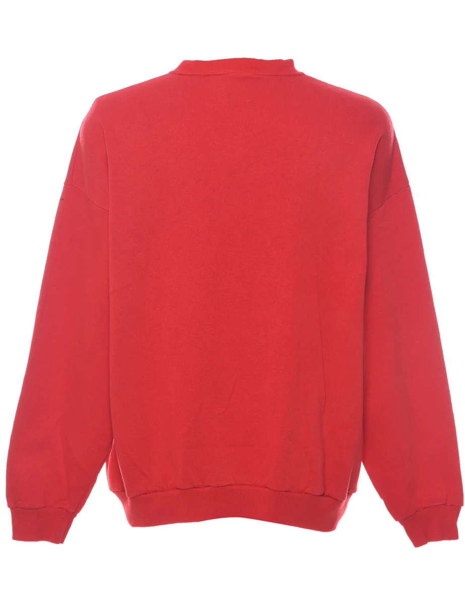 Vintage Mickey Mouse Red 1990s Cartoon Sweatshirt - XL - Image 2