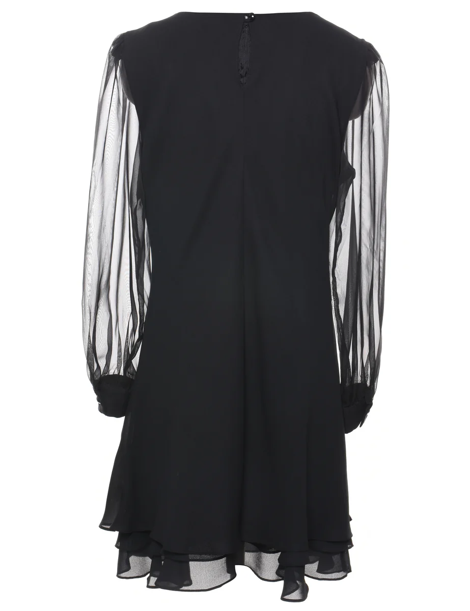 Vintage Midi Length Black Dress - M - Image 2