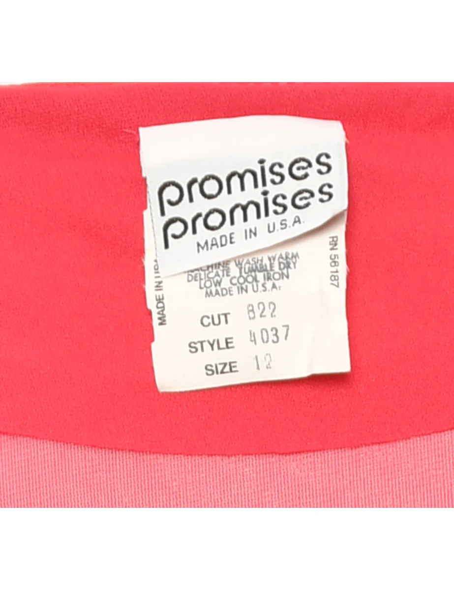 Vintage Midi Length Pink Pleated Dress - L - Image 4