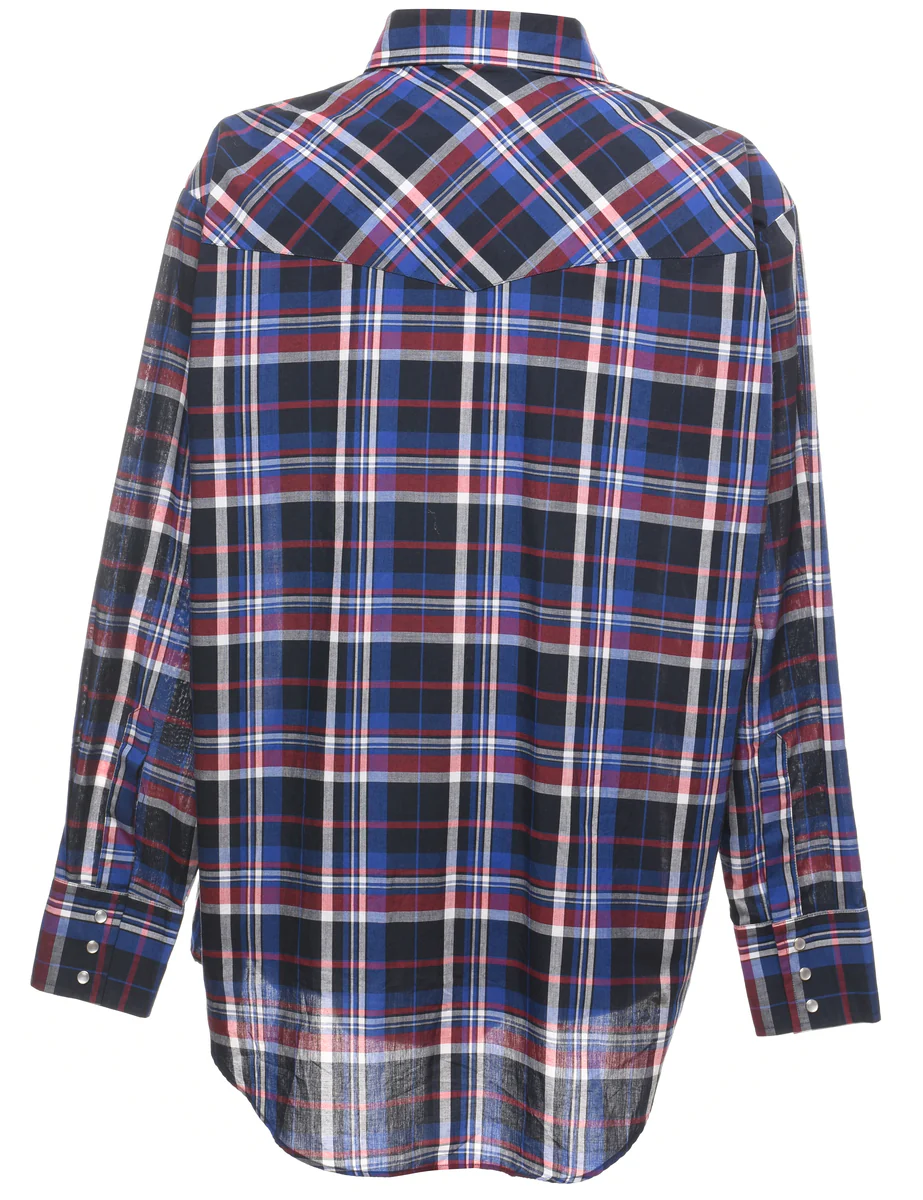 1990s Vintage Multi-colour Checked Western Shirt - L - Image 2