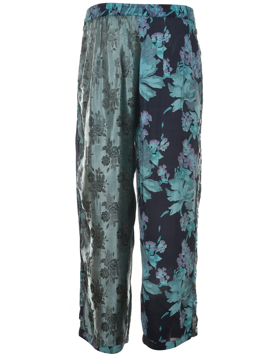 Vintage Multi-Colour Floral Print Trousers - W28 L27 - Image 2