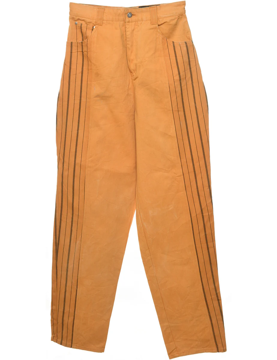 Vintage Mustard & Black Striped Tapered Jeans - W30 L35