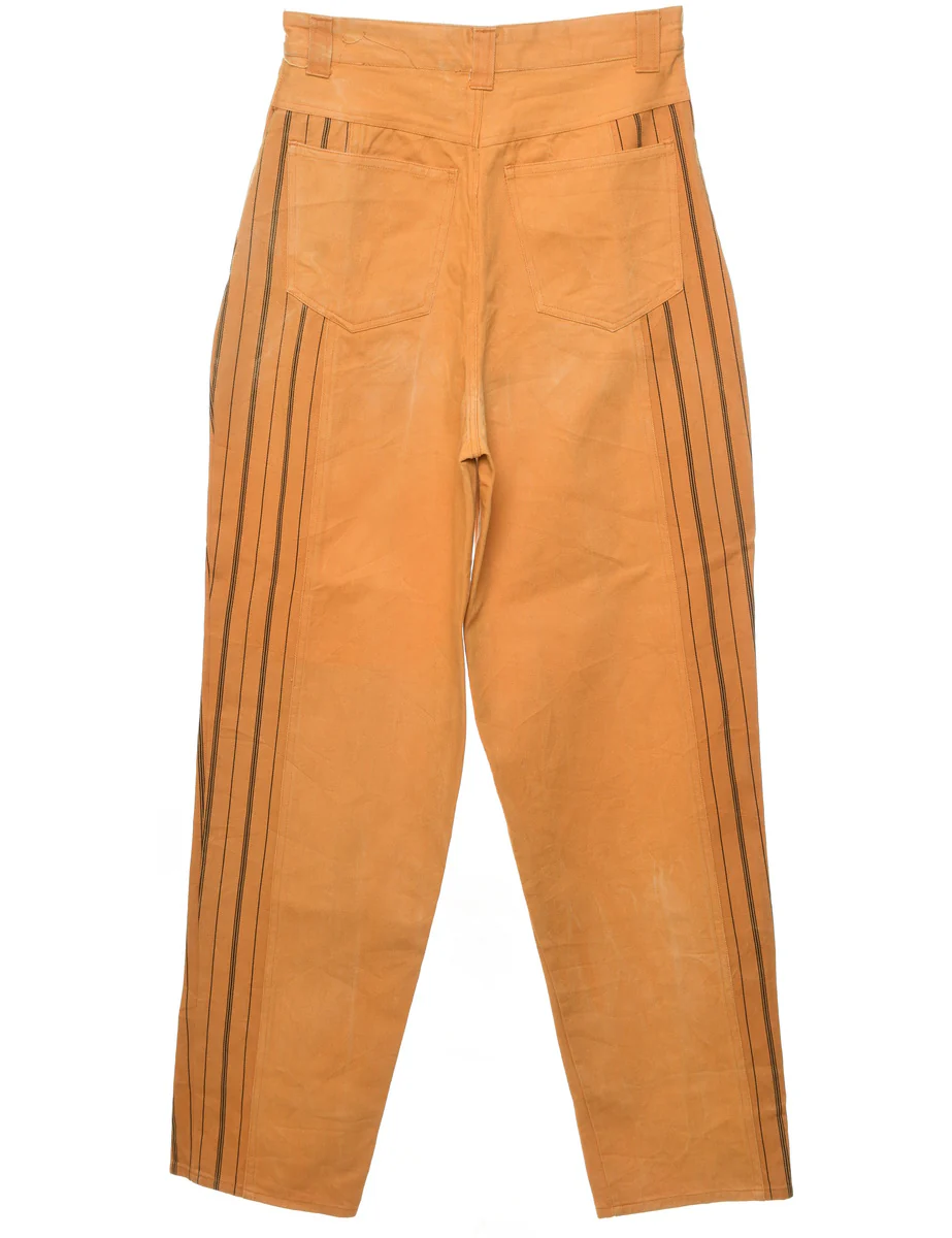 Vintage Mustard & Black Striped Tapered Jeans - W30 L35 - Image 2