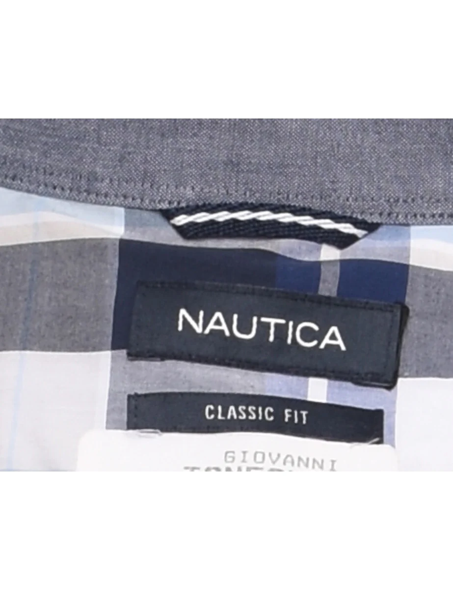 Vintage Nautica Navy & White Checked Shirt - L - Image 4