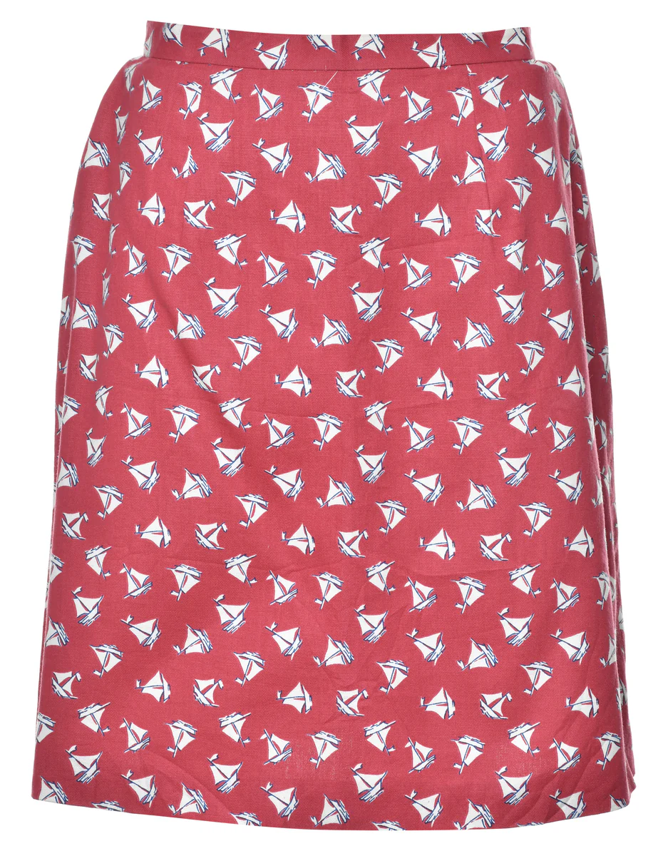 Vintage Nautical Knee Length Skirt - S