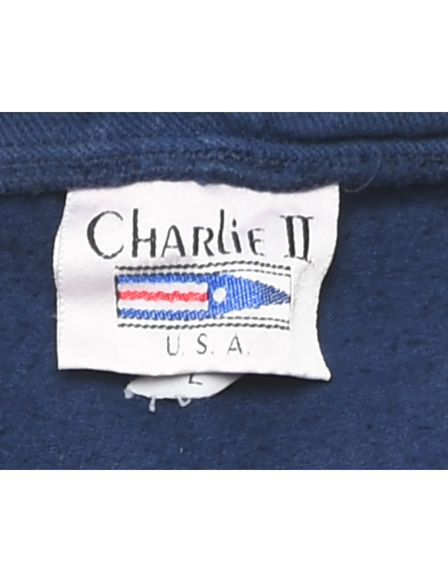 Vintage Navy Block Island Design Embroidered Sweatshirt - L - Image 4