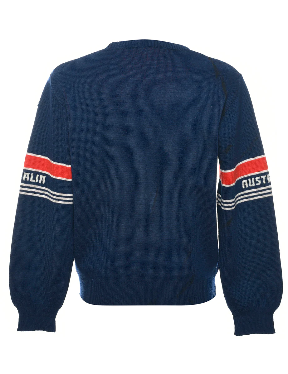 Vintage Navy Jumper - L - Image 2