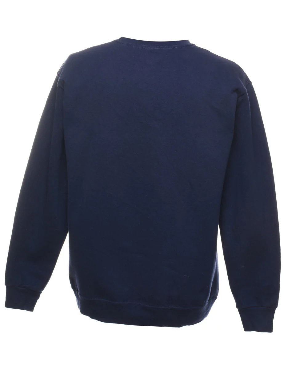 Vintage Navy Plain Sweatshirt - L - Image 2