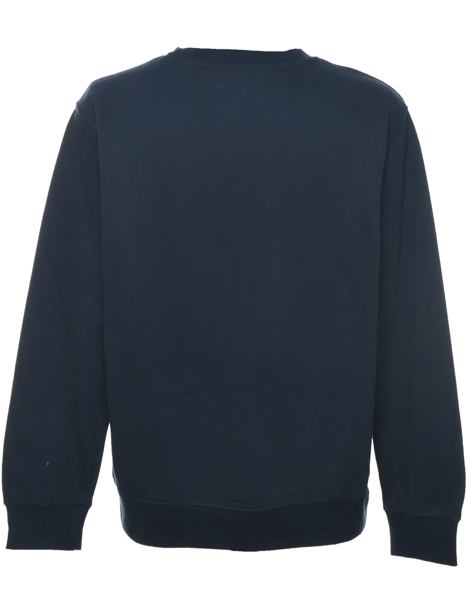 Vintage Navy Plain Sweatshirt - L - Image 2